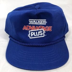 Vintage WALKER Advantage Plus KC Caps Hat Blue Adjustable Braded Rope Snapback